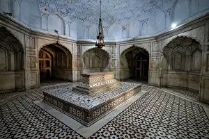 Floral Prints: Exploring the interior of the Tomb of Jahangir in Lahore Pakistan showcasing intricate designs