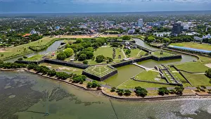 Dutch Prints: Exploring Jaffna Dutch Fort with aerial view over water and city background in Sri Lanka