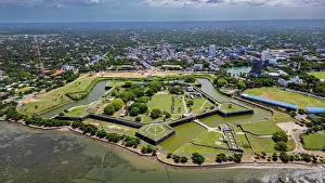 Dutch Prints: Exploring Jaffna Dutch Fort from above with its historic layout and surrounding greenery in Sri Lanka
