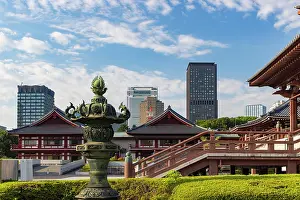 Tokyo Prints: Exploring modern structures behind Zojo-ji Temple in Tokyo Japan with a focus on the traditional design
