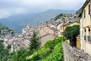Lovely Prints: Exploring Saorge village in Mercantour National Park with mountains in the background in southeastern France