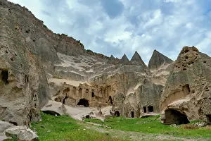 Cappadocia Prints: Exploring Selime ancient town with rock-carved houses in Cappadocia Turkey