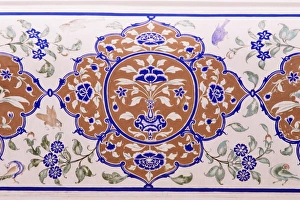 Rajput Prints: Detail of the exquisite wall painting in the Sultan Mahal (hall)