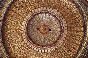 Rajput Prints: Detail of the exquisitely and finely gilded domed ceiling