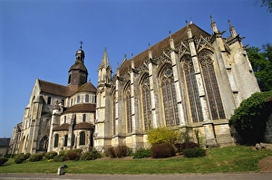 Picardie Prints: Exterior of 12th century Christian church of St. Germer de Fly, Oise, Picardie