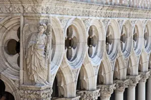 Piazza San Marco Prints: Exterior detail of carving of an angel on the 15th century Palazzo Ducale (Doges Palace)