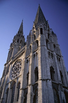 Eure Et Loir Prints: The exterior of the Christian cathedral, Chartres, UNESCO World Heritage Site
