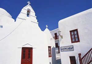 Greek Orthodoxy Prints: Exterior of a Church, Mikonos, Cyclades, Greece