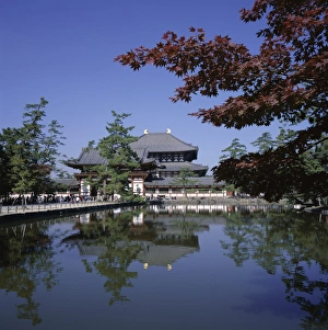 Nara Prints: Exterior of Daibutsen-den hall of the Great Buddha