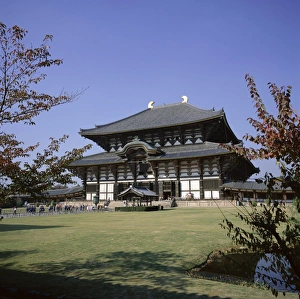 Nara Prints: Exterior of the Daibutsu-den hall of the Great Buddha
