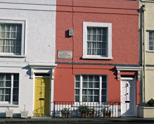 Chelsea Prints: Exterior facade of colourful terraced houses, Chelsea, London, England