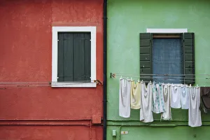 Exterior facades of colourful buildings, Burano, Venice, UNESCO World Heritage Site