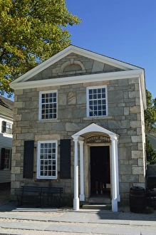 Banks Prints: Exterior of the Mystic Bank building in the Living