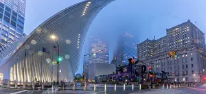 Pedestrians Prints: Exterior of the Oculus transportation hub at the World Trade Center, New York, USA