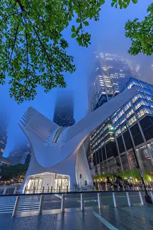 Skyscrapers Prints: Exterior of the Oculus transportation hub at the World Trade Center, New York, USA