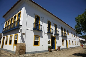 The exterior of Pousada do Sando luxury hotel, a typical colonial house in the historic part of Parati, Rio de Janeiro State, Brazil, South America The exterior of Pousada do Sando luxury hotel, a typical colonial house in the historic part of Parati, Rio de Janeiro State, Brazil, South America