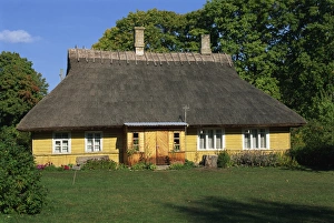 Exterior of a single storey thatched house, Island of Muhu, west of Tallinn
