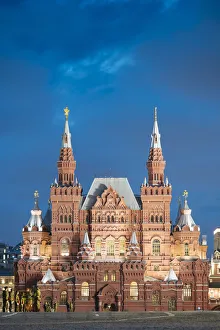 Red Square Prints: Exterior of State Historical Museum at night, Red Square, UNESCO World Heritage Site