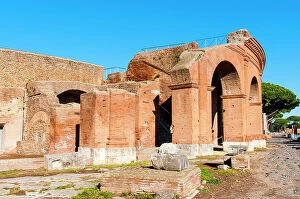 Theater Collection: Exterior of the Theater, Ostia Antica archaeological site, Ostia, Rome province, Latium (Lazio)