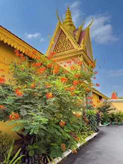 Exterior View Prints: Exterior view of the Royal Palace grounds in Phnom Penh