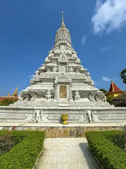 Exterior View Prints: Exterior view of a stupa inside the Royal Palace grounds in Phnom Penh