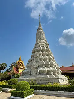 Exterior View Prints: Exterior view of a stupa inside the Royal Palace grounds in Phnom Penh