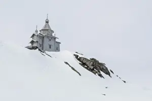 Trinity Church Prints: Exterior view of the Trinity Church at Belingshausen Russian Research Station