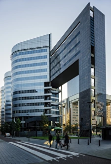 Pedestrian Crossing Prints: Exterior of W200 Building, Rotterdam, Netherlands, Europe