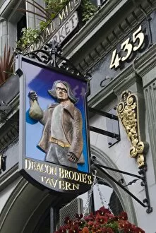 Images Dated 6th May 2009: External sign for Deacon Brodies Tavern, Edinburgh, Lothian, Scotland