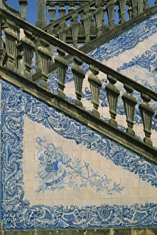 Azulejos Prints: Detail of external staircase decorated with azulejos (tiles)