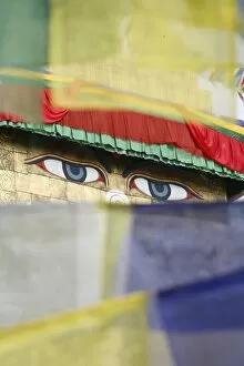 The Eyes of Buddha on the exterior of Bodhnath Stupa, UNESCO World Heritage Site