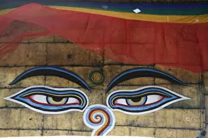 Images Dated 22nd July 2007: The eyes of Buddha on Swayambhunath Temple (Monkey Temple), UNESCO World Heritage Site