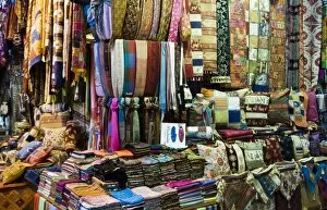 Images Dated 27th May 2008: Fabrics, rugs, scarves, cushions for sale, Grand Bazaar (Great Bazaar)