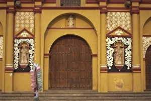 Doorways Prints: Detail of the facade of the Cathedral at San Cristobal de las Casas in Chiapas