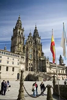 Facade of cathedral seen from Praza do Obradoiro, Santiago de Compostela