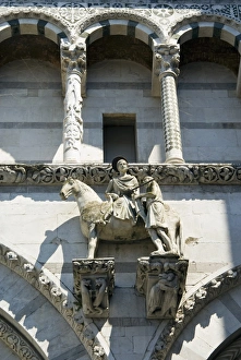 San Martino Prints: Detail of facade, Church of San Martino, Lucca, Tuscany, Italy, Europe