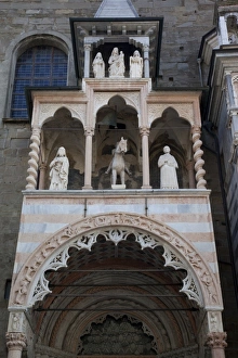 Bergamo Prints: Detail of facade of Colleoni Chapel, Piazza Vecchia, Bergamo, Lombardy, Italy, Europe