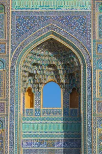 Typically Iranian Prints: Facade detail, Jameh Mosque, Yazd, Iran, Middle East
