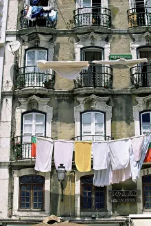 Clothes Prints: Facade of a house in the Moorish quarter of Alfama