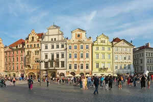 What's New: Facade of houses at Old Town Square, UNESCO World Heritage Site, Prague, Bohemia