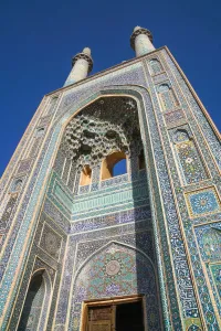 Typically Iranian Prints: Facade and minarets, Jameh Mosque, Yazd, Iran, Middle East