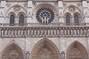 Rose Window Prints: The facade of Notre Dame de Paris cathedral, Paris, France, Europe
