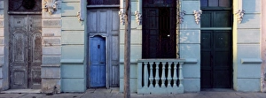 Cienfuego Prints: Facade of old colonial house in evening light, Cienfuegos, Cuba, West Indies
