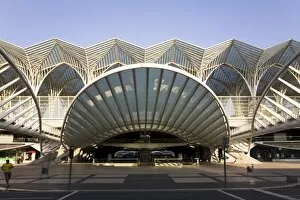 The facade of the Oriente railway s tation, built for the Expo 98, in Lis bon