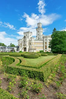 Lawns Prints: Facade of The State Chateau of Hluboka and park