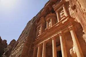 Classical Style Prints: The facade of the Treasury (Al Khazneh) carved into the red rock at Petra