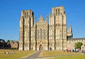 Somerset Collection: Front facade of Wells Cathedral, Wells, Somerset, England, United Kingdom, Europe