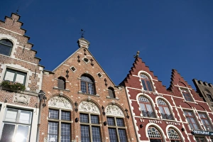 Brugge Prints: Facades in Main Square (Markt), Bruges, Belgium, Europe