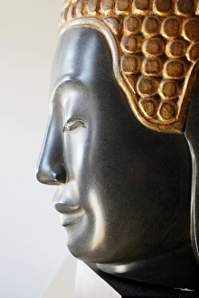 Smooth Prints: Face of Buddha, statue of Buddha, Haute Savoie, France, Europe