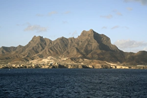 Sao Vicente Prints: Face mountain, Mindelo harbour, Sao Vicente, Cape Verde Islands, Atlantic, Africa